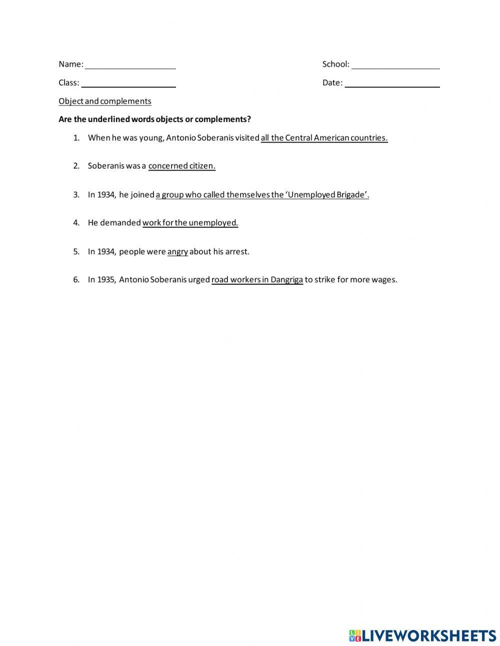 Objects and Complements