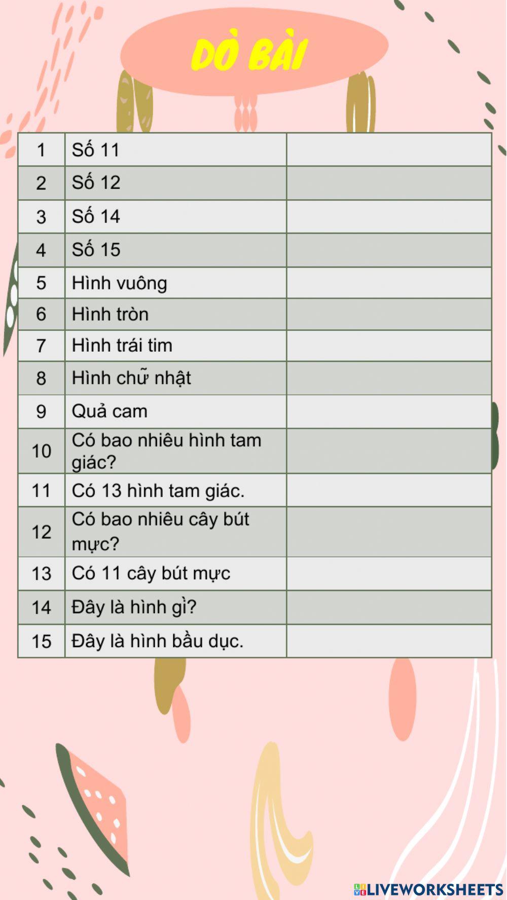 Dò bài lớp 2 29-10