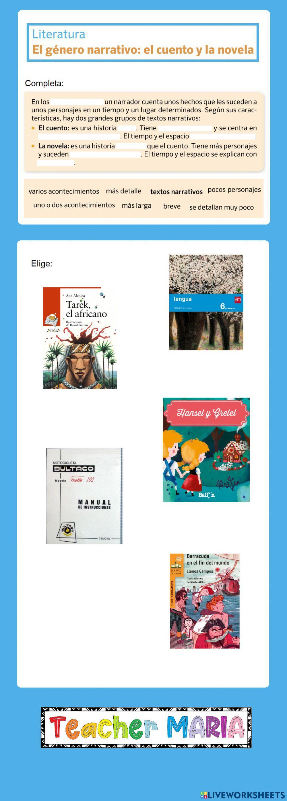 Género narrativo: cuento y novela