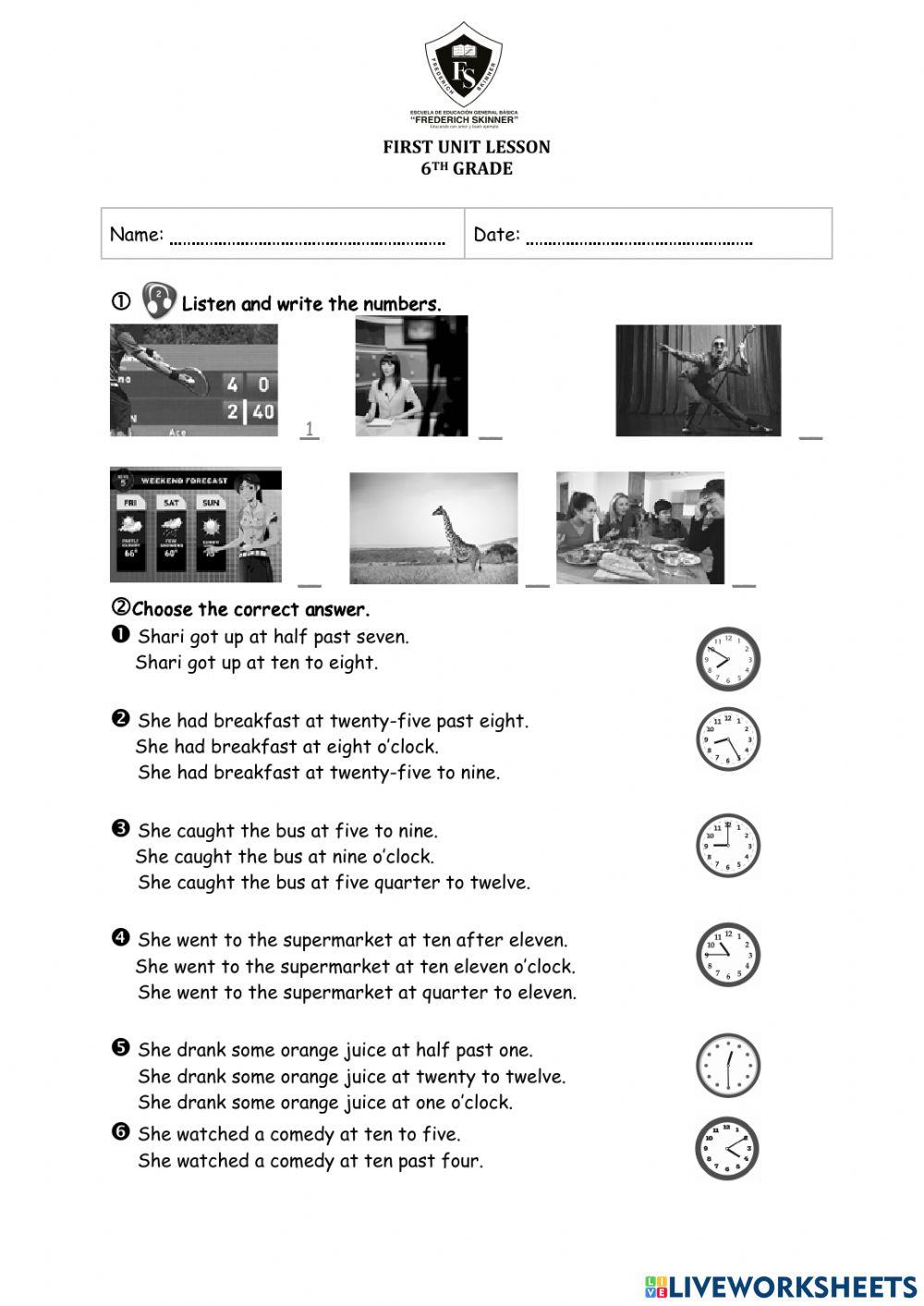 First Unit Lesson 6th