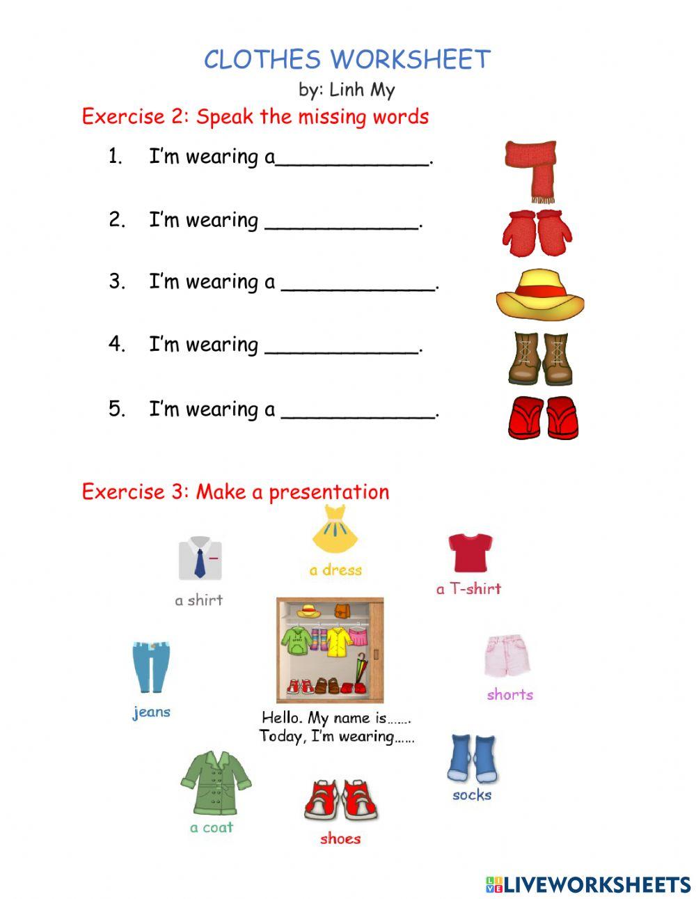Clothes worksheet