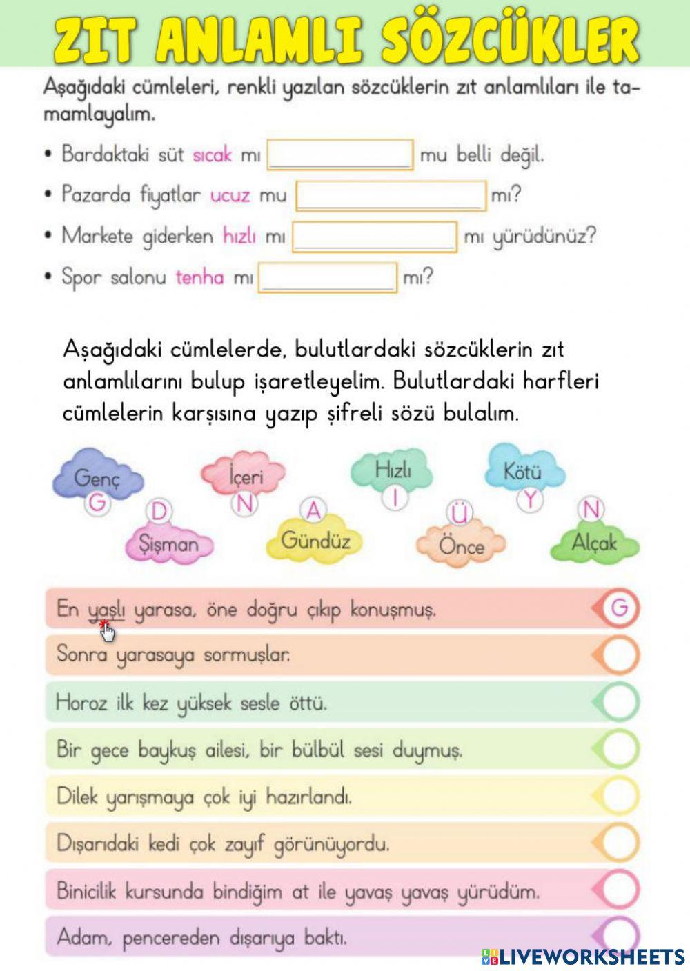 Zıt Anlamlı Kelimeler