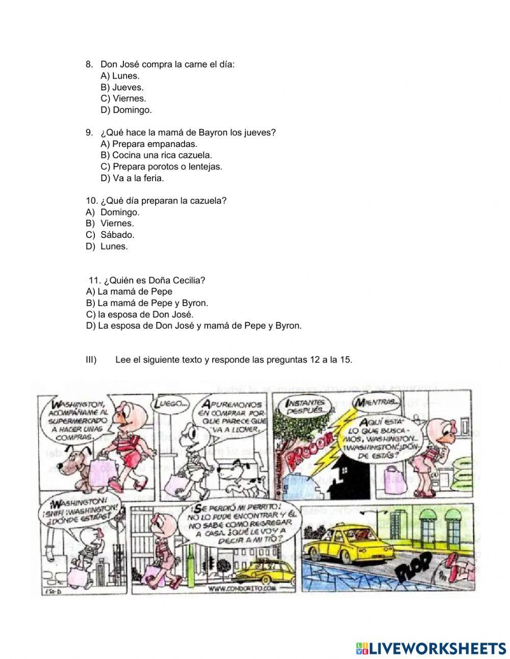 Comprensión textos narrativos.