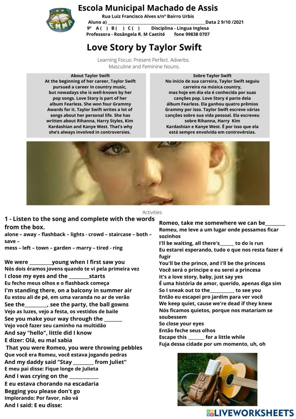 Song Love Story by Taylor Swift