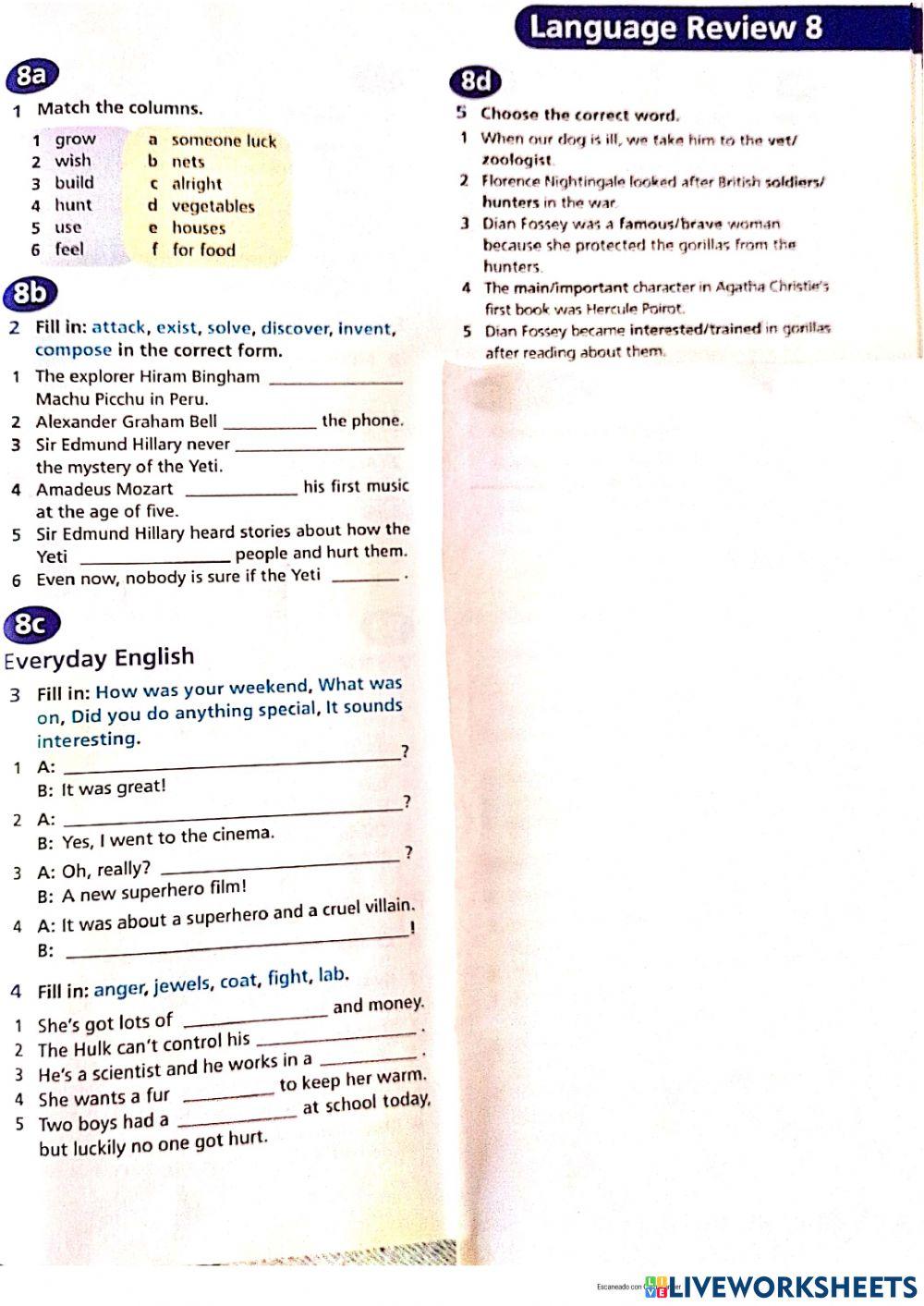 Revision - past simple- i5 1- Unit 8
