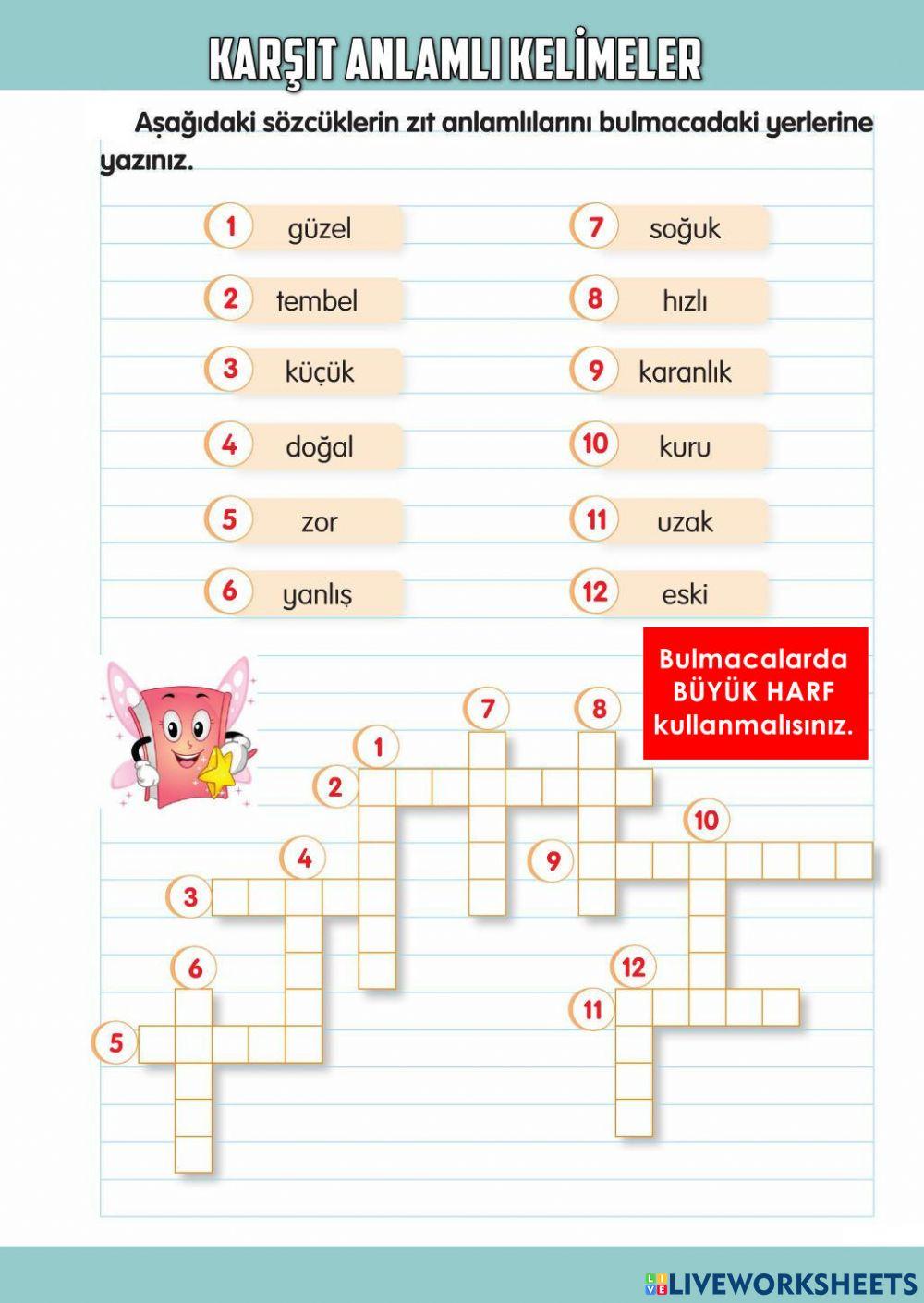 Zıt Anlamlı Kelimeler