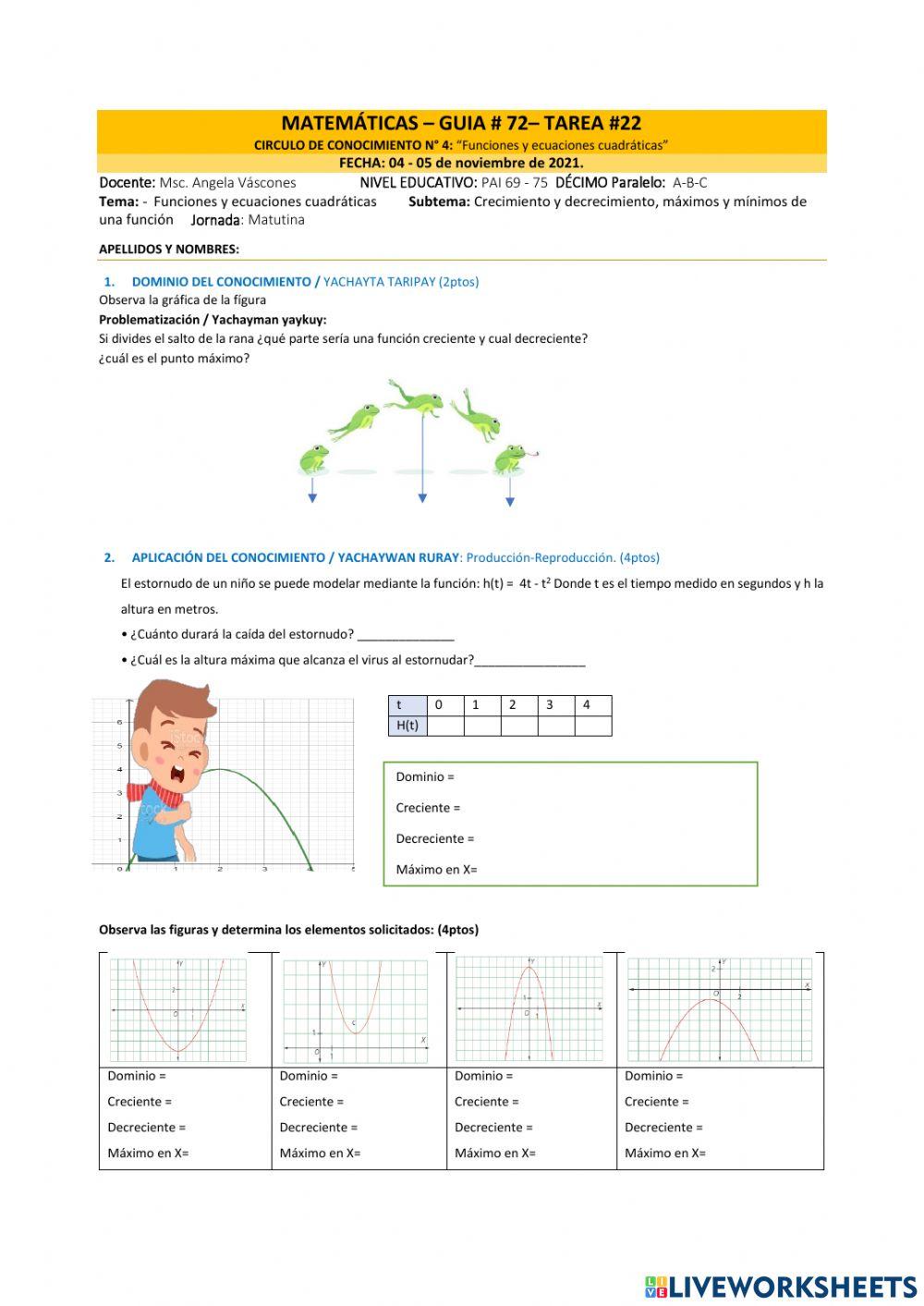 Crecimiento y decrecimiento, máximos y mínimos de una función