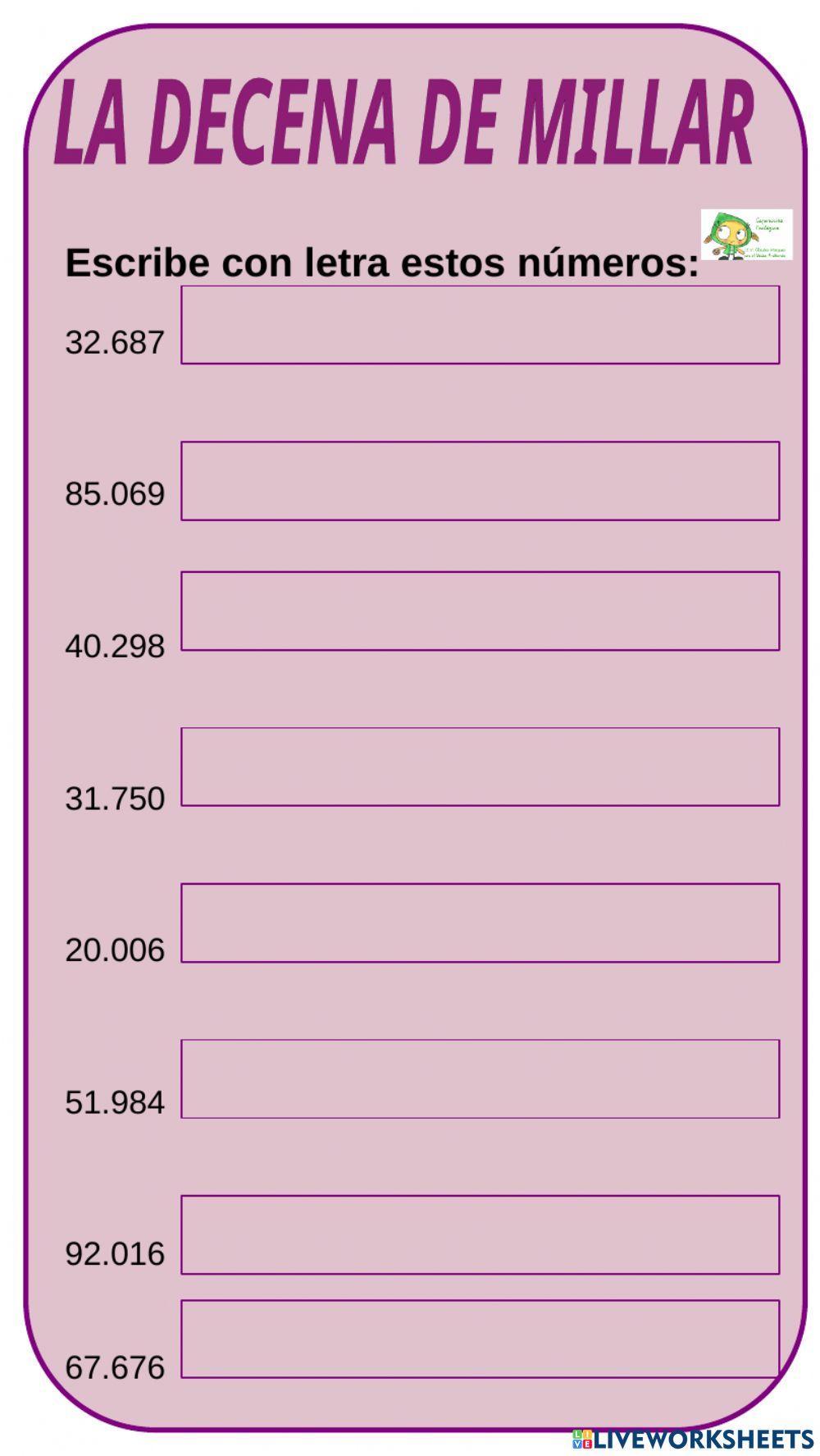 Leer y escribir decenas de millar