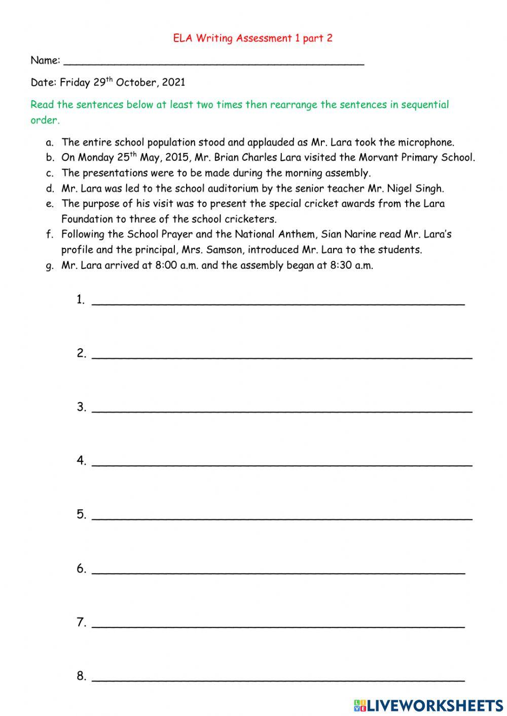 ELA Writing assessment 1 part 2