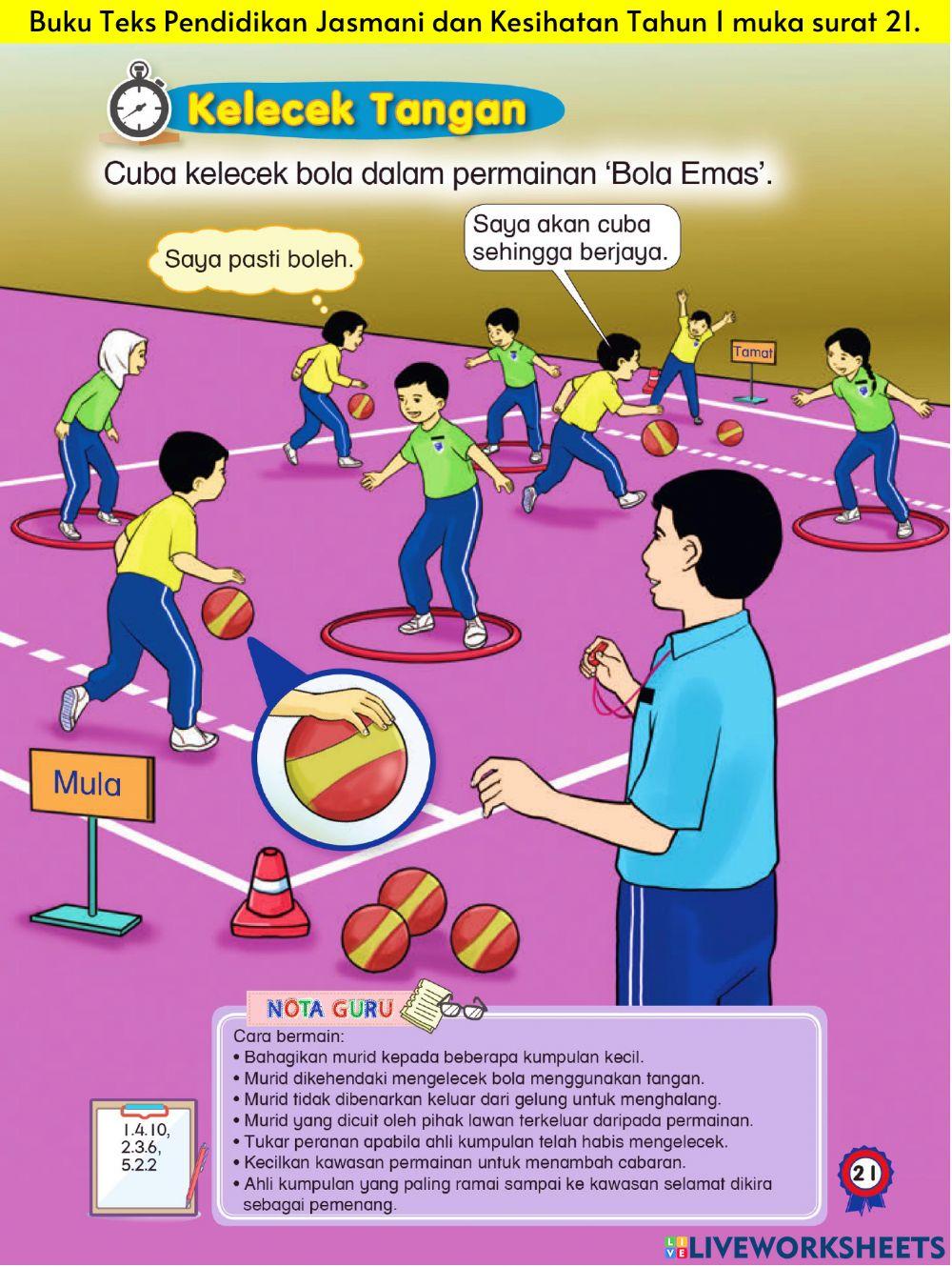 Pendidikan Jasmani dan Kesihatan Tahun 1 PdPR Minggu 36 Jumaat 29hb Oktober 2021 - UNIT 2 GERAK GEMBIRA - Kelecek Tangan