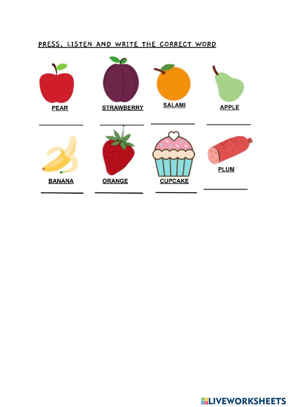 Press, listen and write the correct word