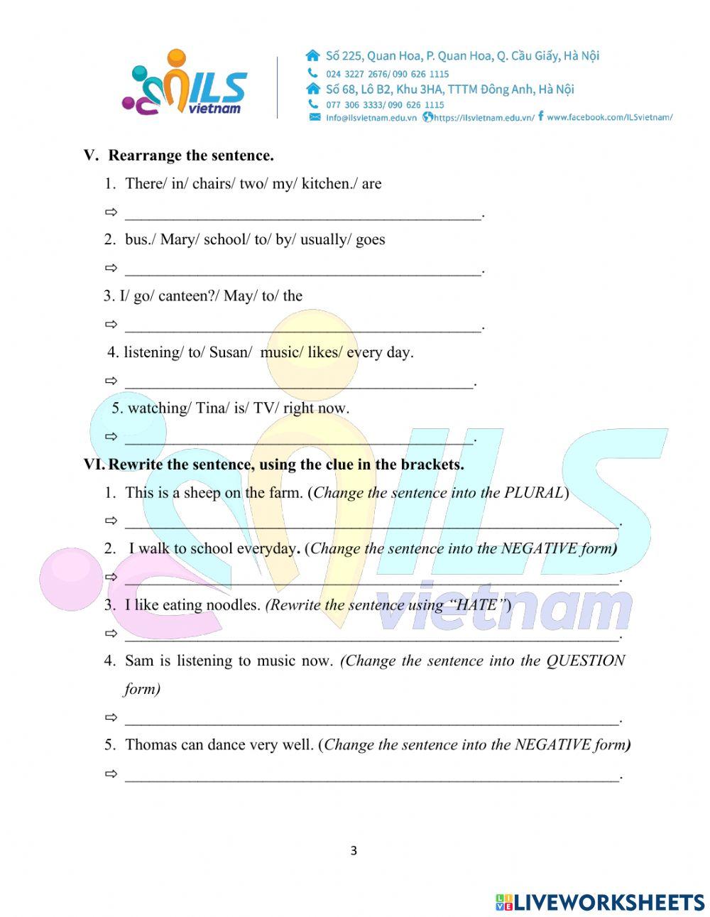 Grammar-Final Test- Grade 4 Chung