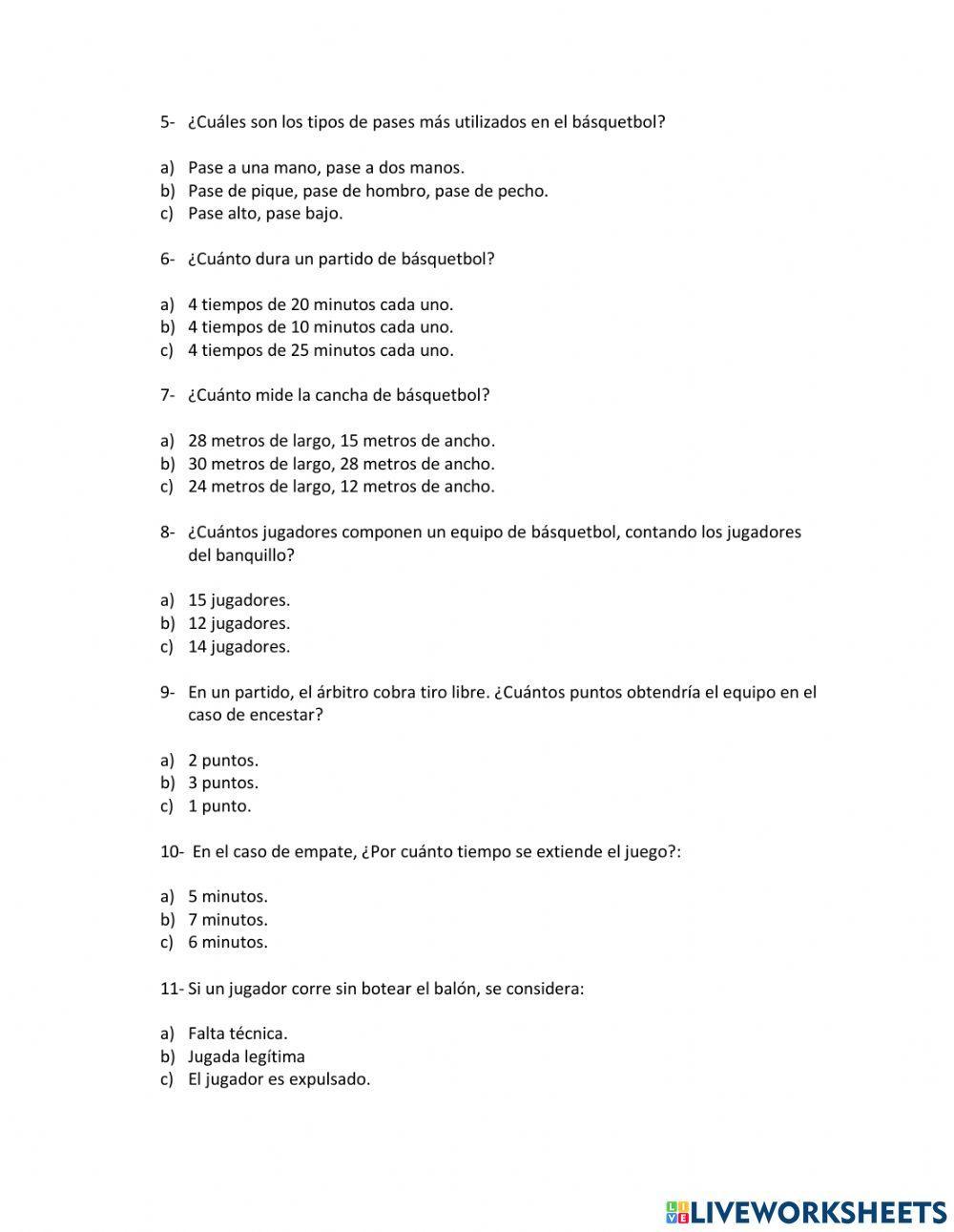 Cuestionario formativo generalidades del balonamo