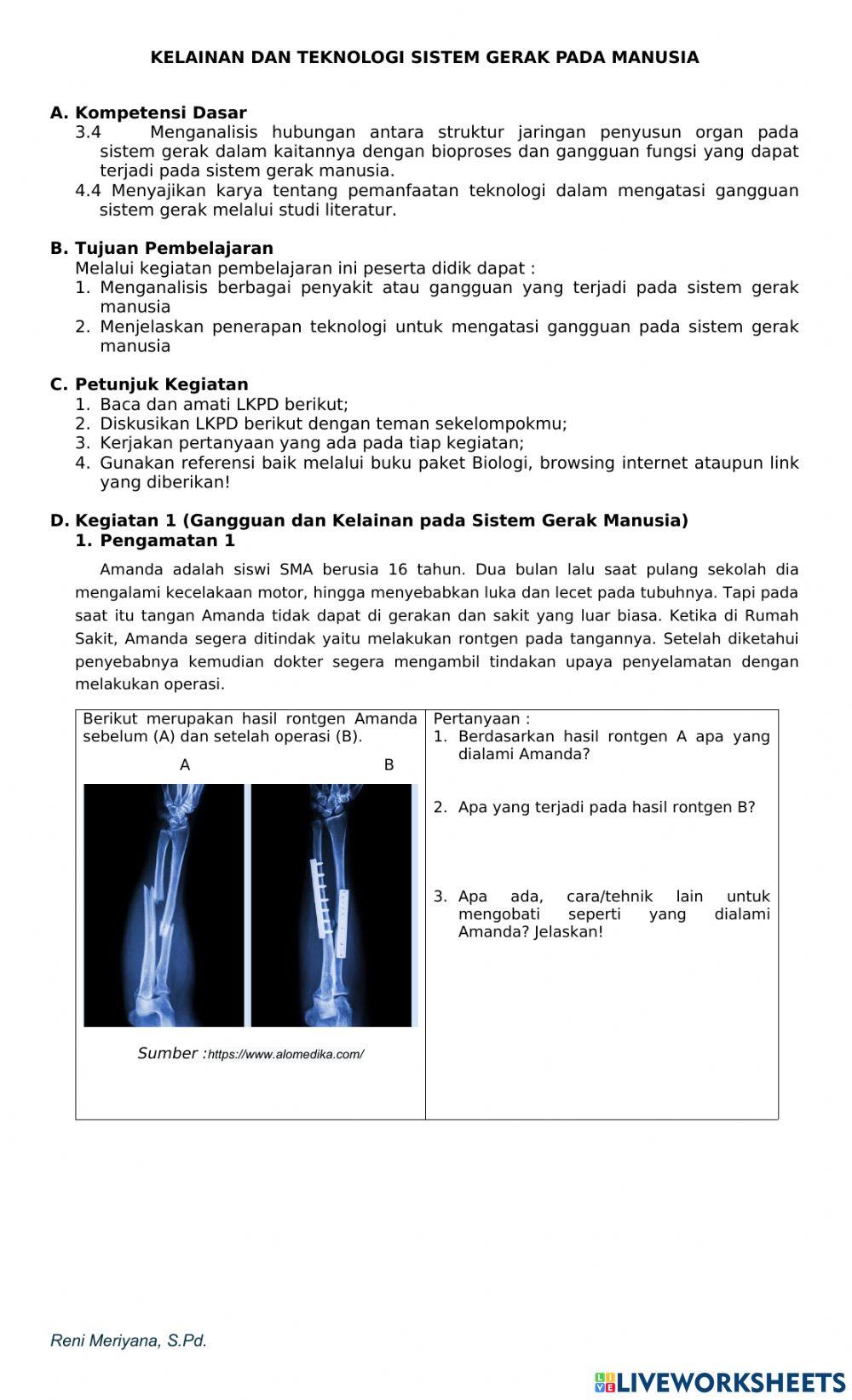 LKPD Kelainan dan Teknologi Sistem Gerak