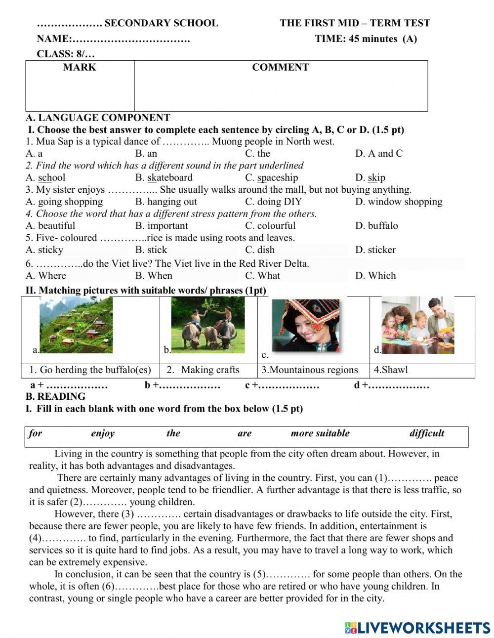 The mid – term test e8
