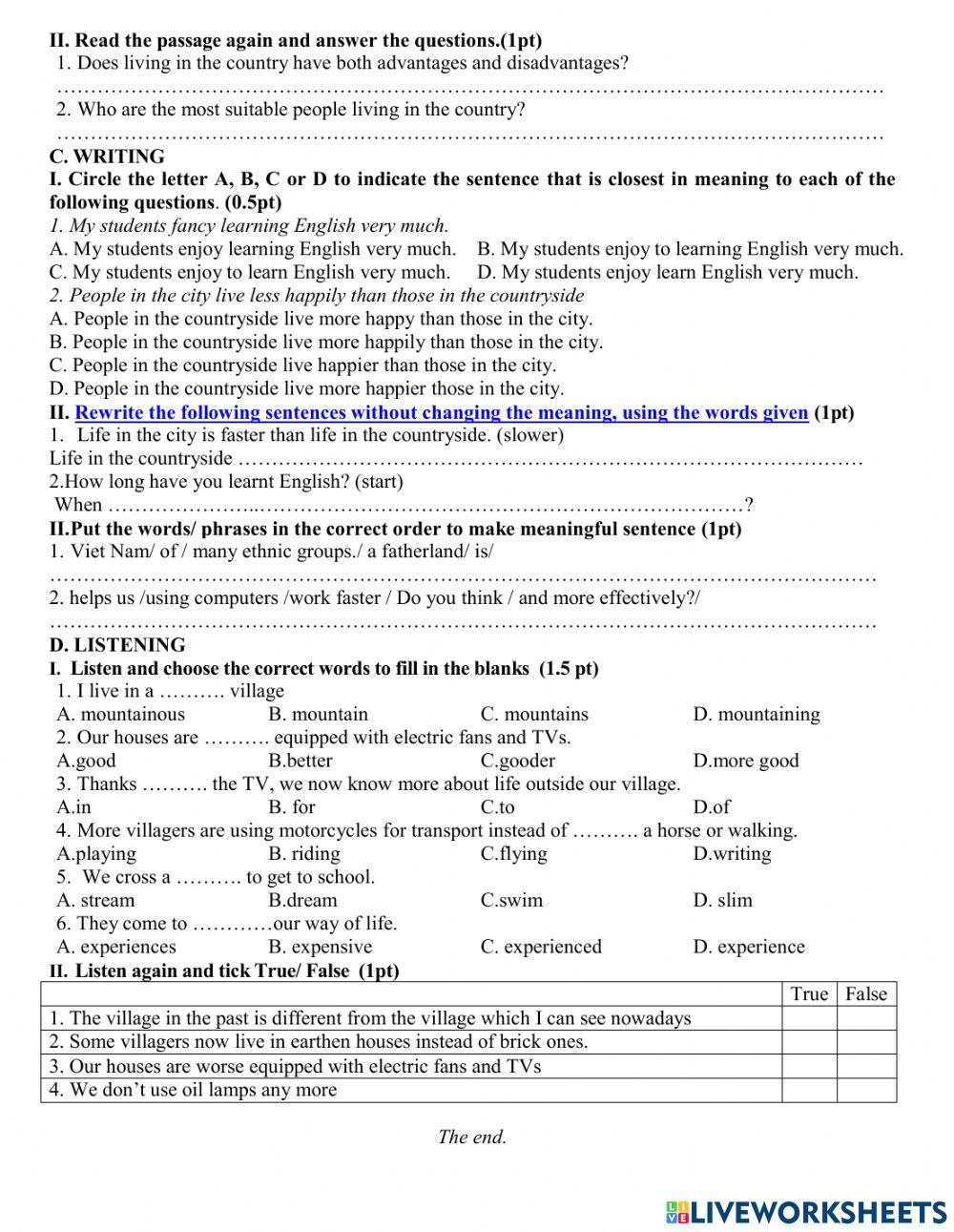 The mid – term test e8
