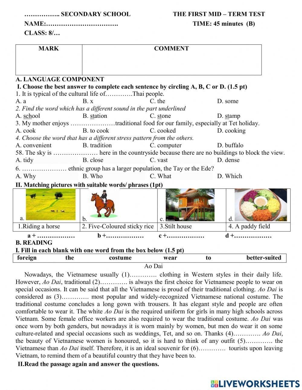 The mid – term test e8