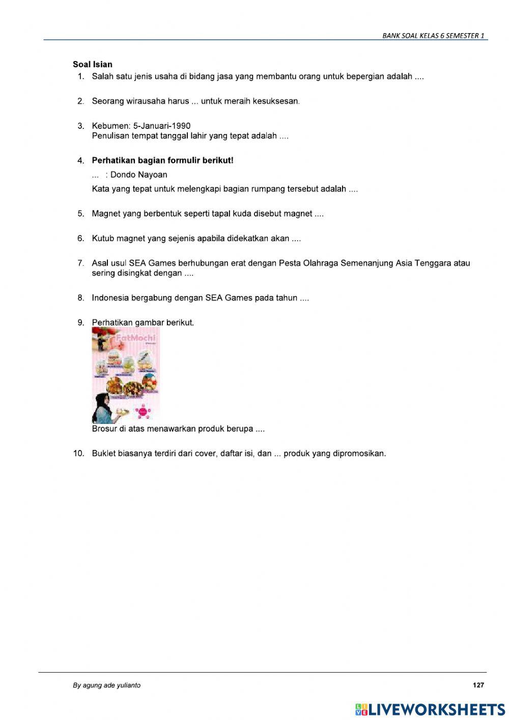 Latihan Tema 5 Subtema 1 kelas 6