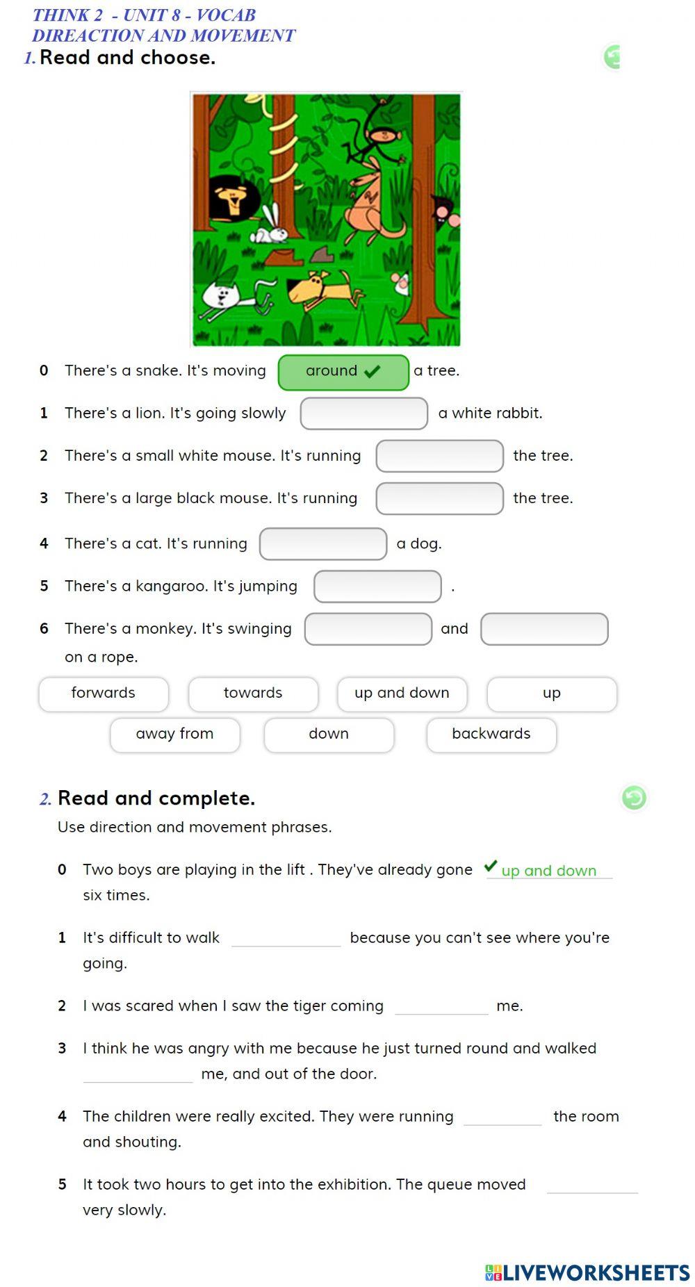 Think 2 - unit 8 - vocab - direction and movement
