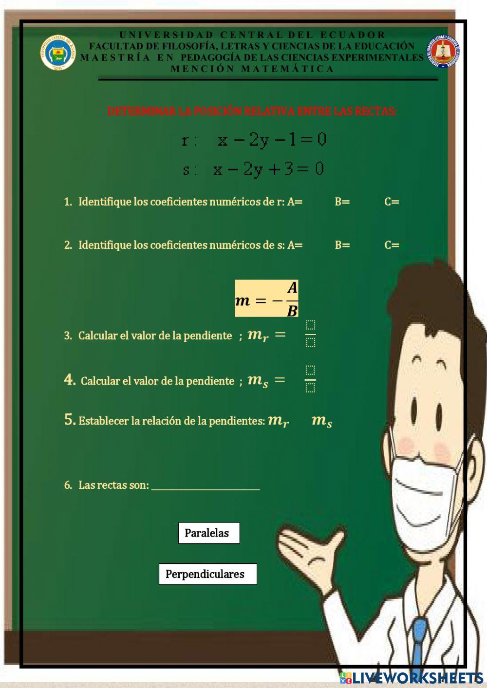 Posición relativa entre rectas