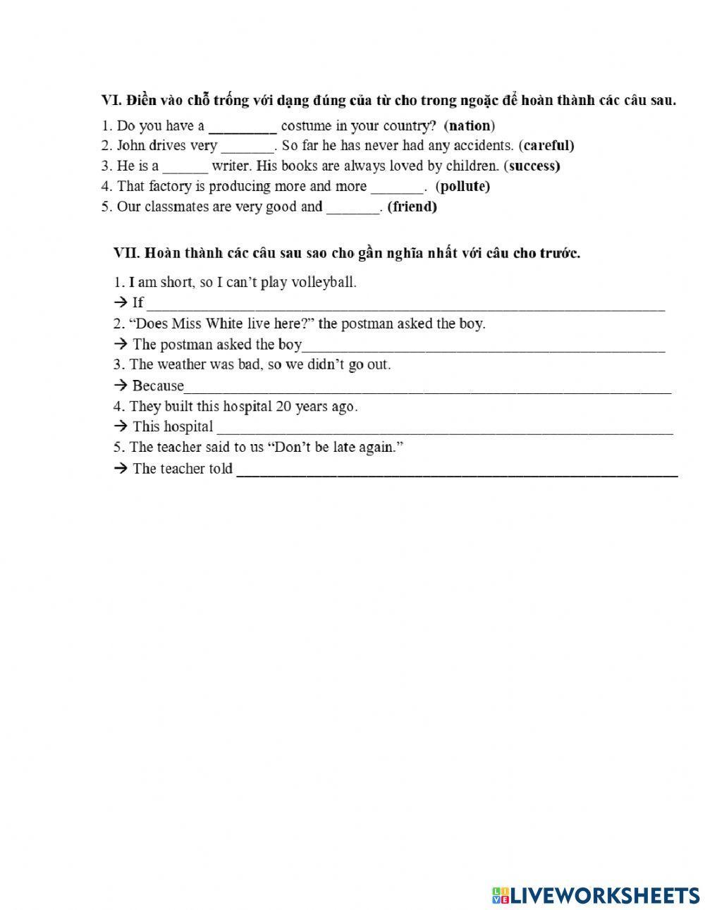 Đề thi thử vào 10