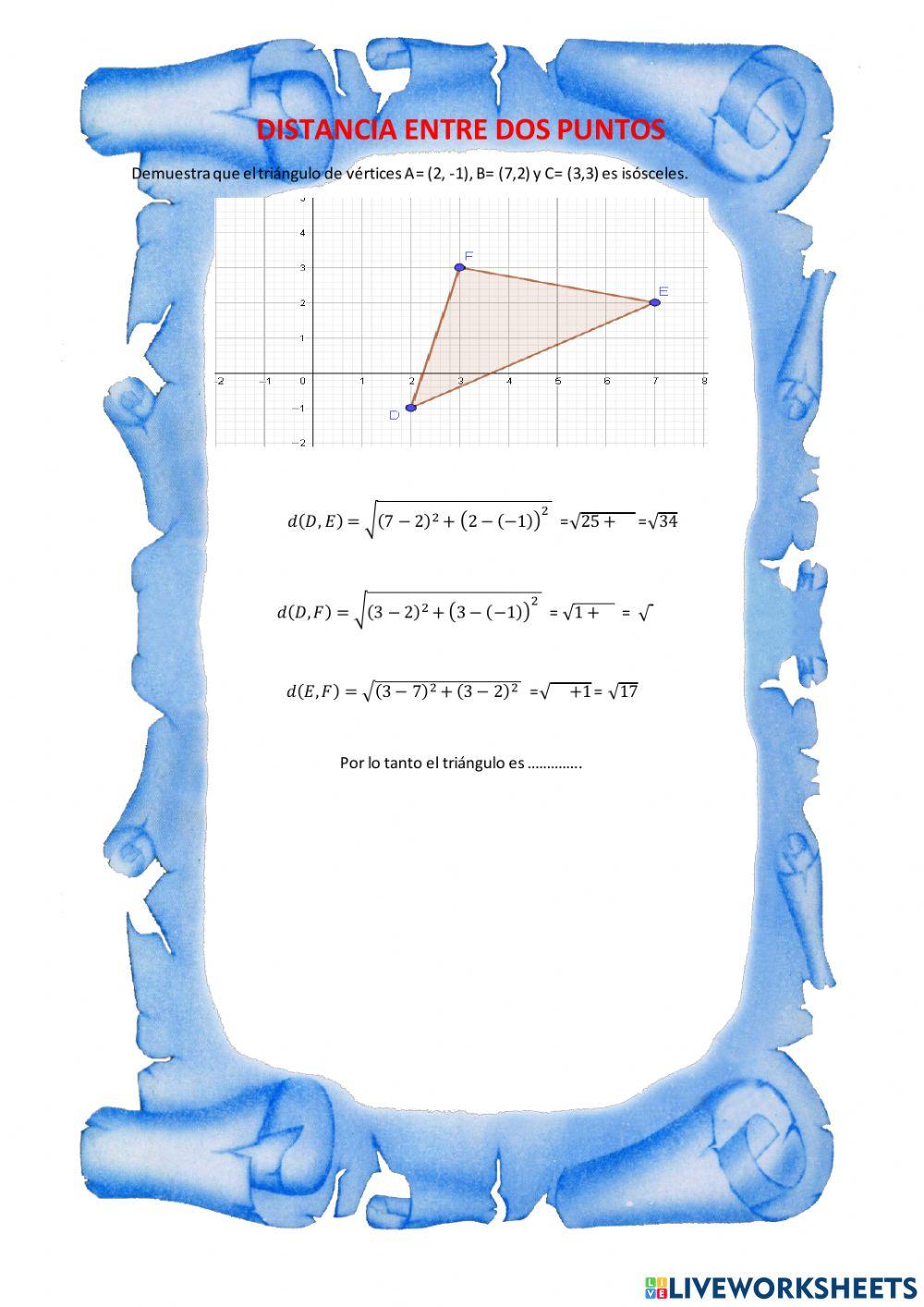 Distancia entre dos puntos