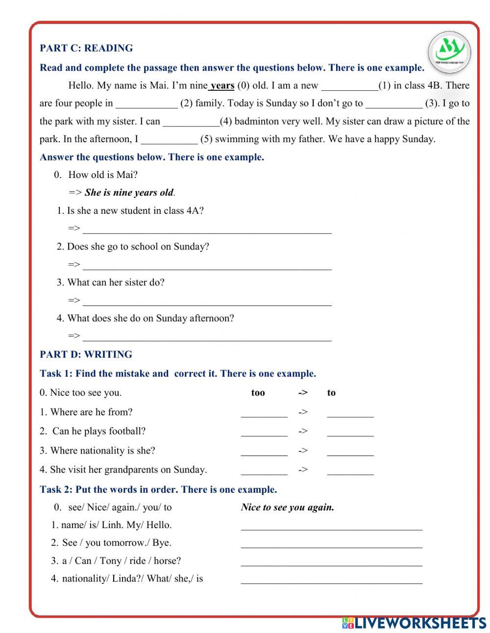 Mid-term 2 - Grade 4