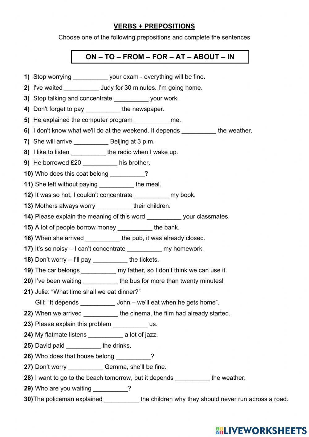 Verbs + prepositions