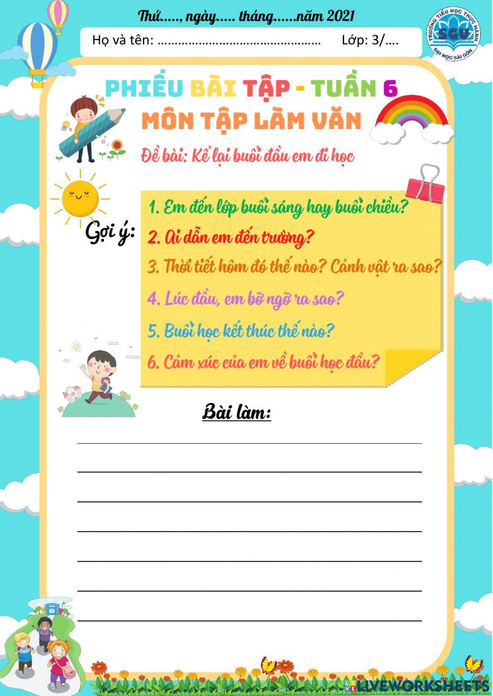 Tlv3 - t6 - kể lại buổi đầu đi học