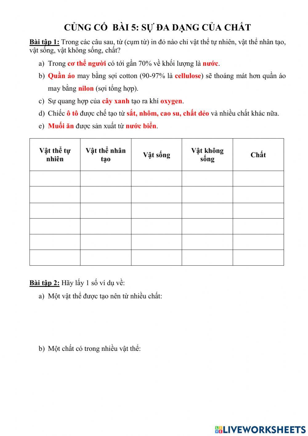 Sự đa dạng của chất