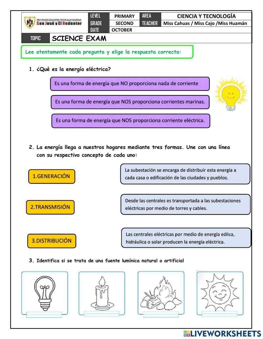 La energía eléctrica, lumínica y electromagnética