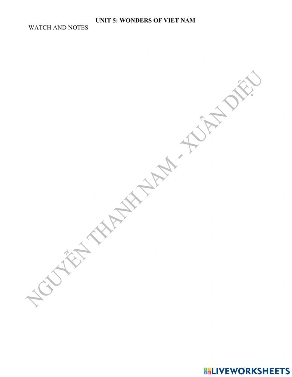 Unit 5: WONDERS OF VIET NAM