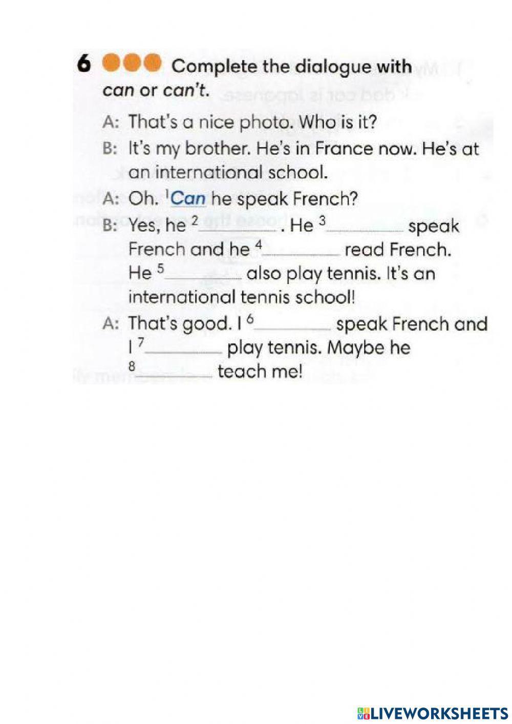 Wider World 1 - Unit 1.2 Grammar (CAN for ability)