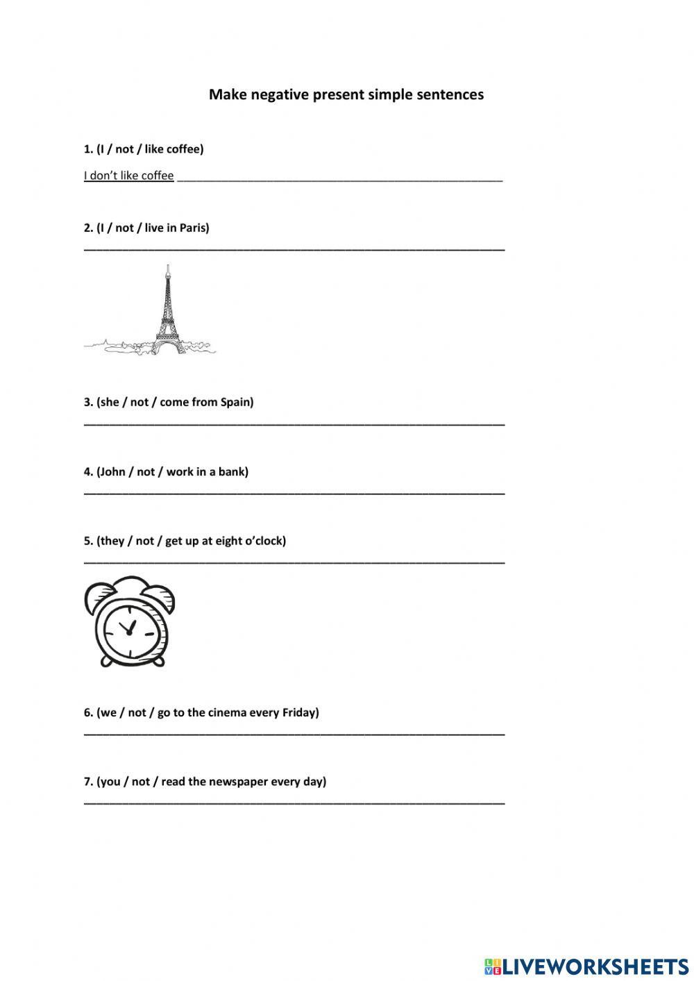 Negative Present Simple Sentences