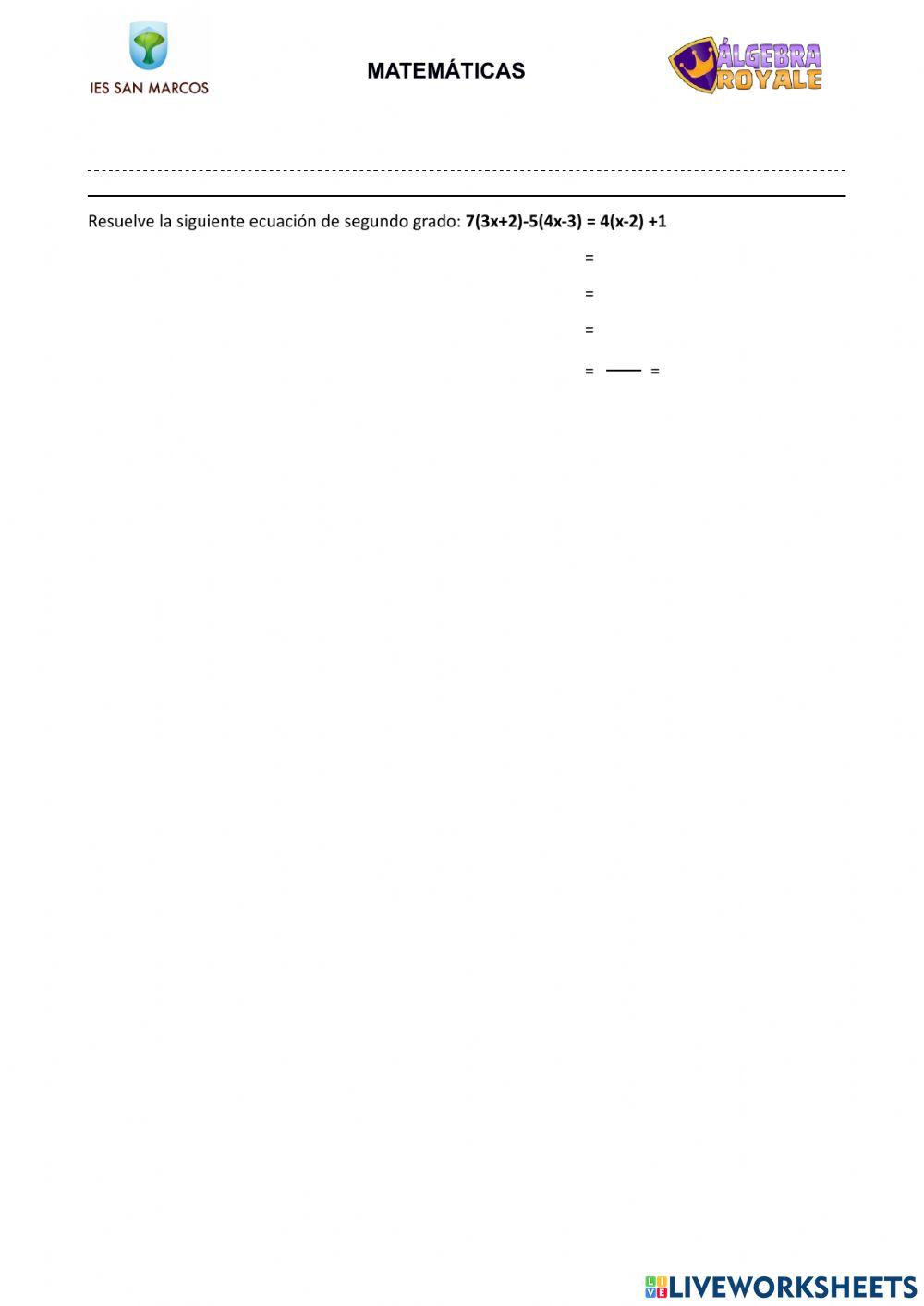 Ecuaciones primer grado