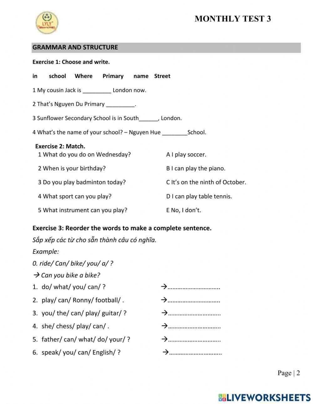 Basic monthly test 2