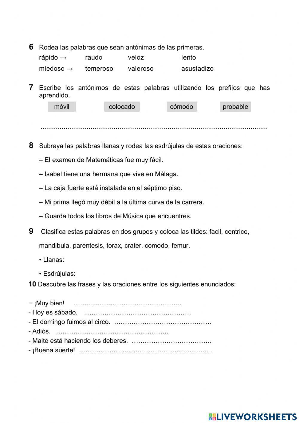 Examen 4º lengua Anaya