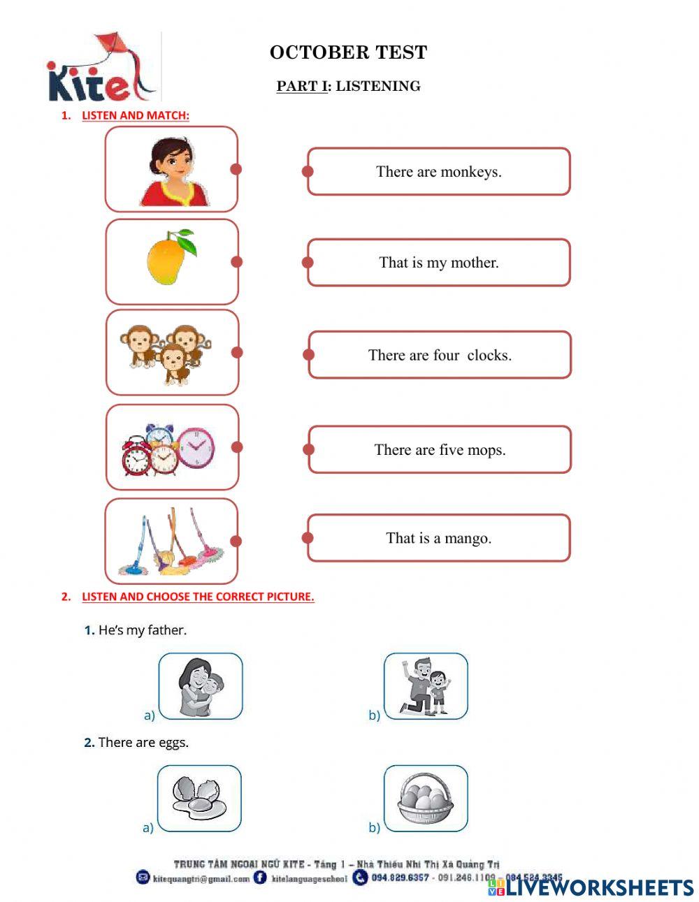 October test-Grade 1