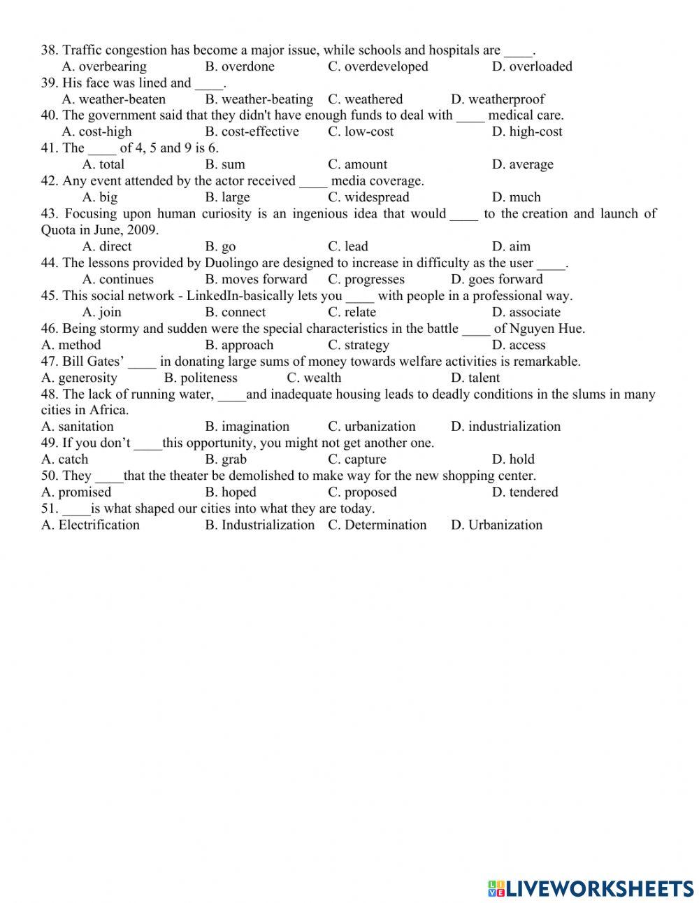 Revision for the 1st term test – no2 (grade 12)