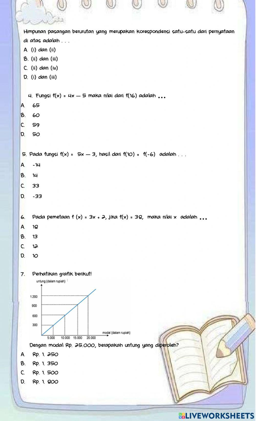 Ulangan Relasi dan fungsi