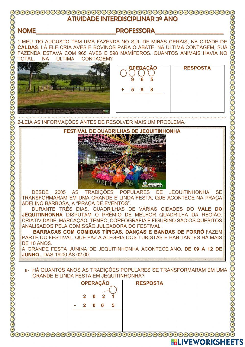 Atividade interdisciplinar