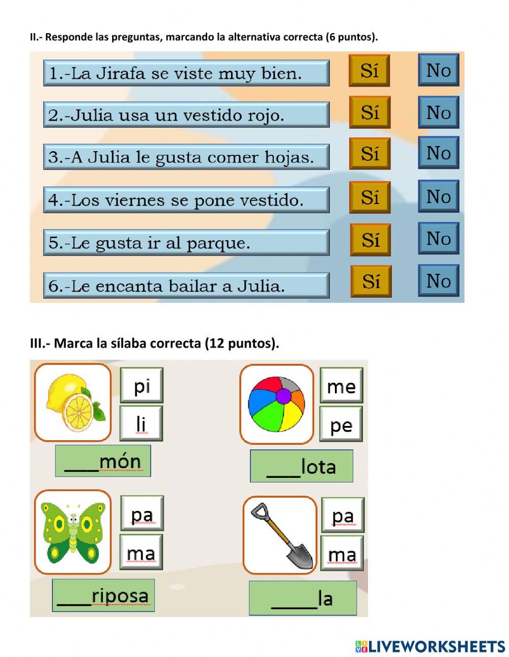 Prueba de lenguaje 1ro