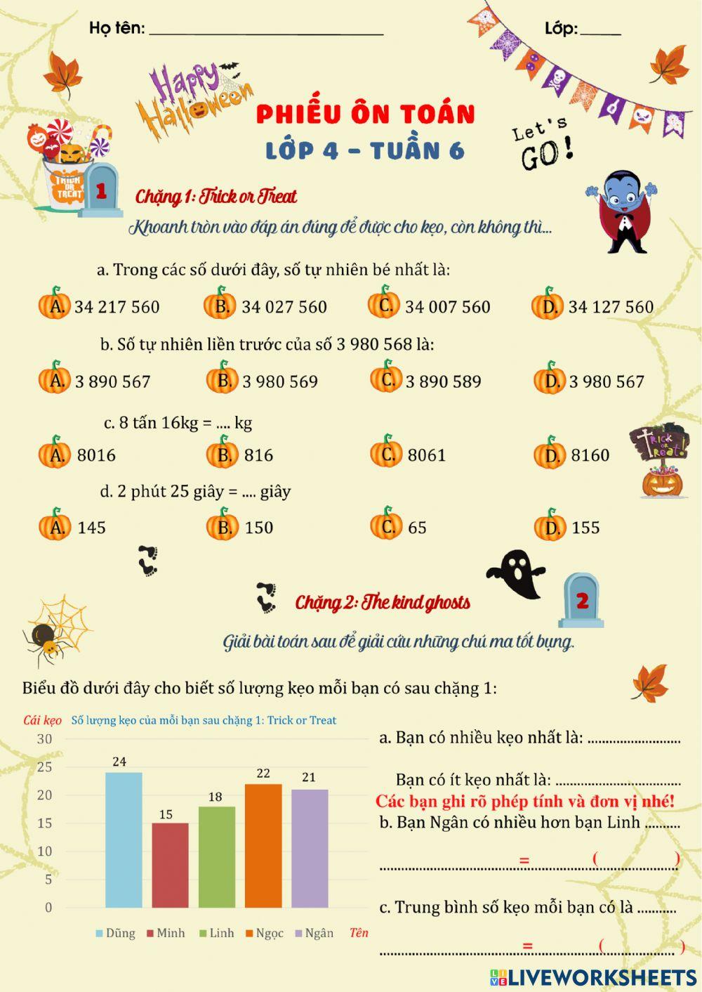 Phiếu bài tập Toán - tuần 6