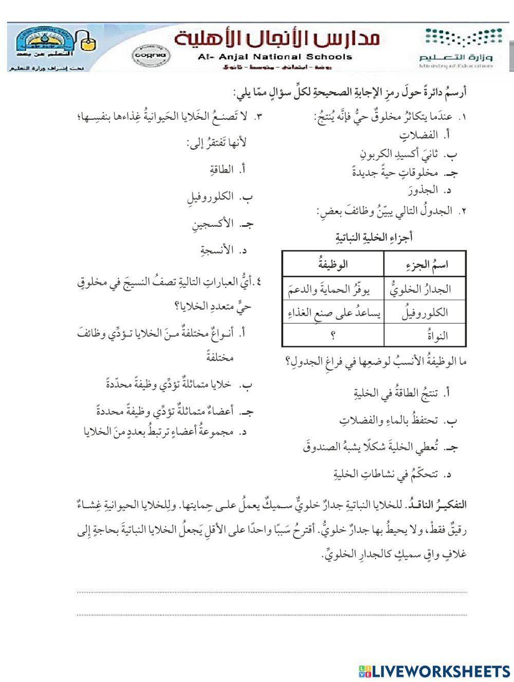 درس الخلية الحصة 1 علوم