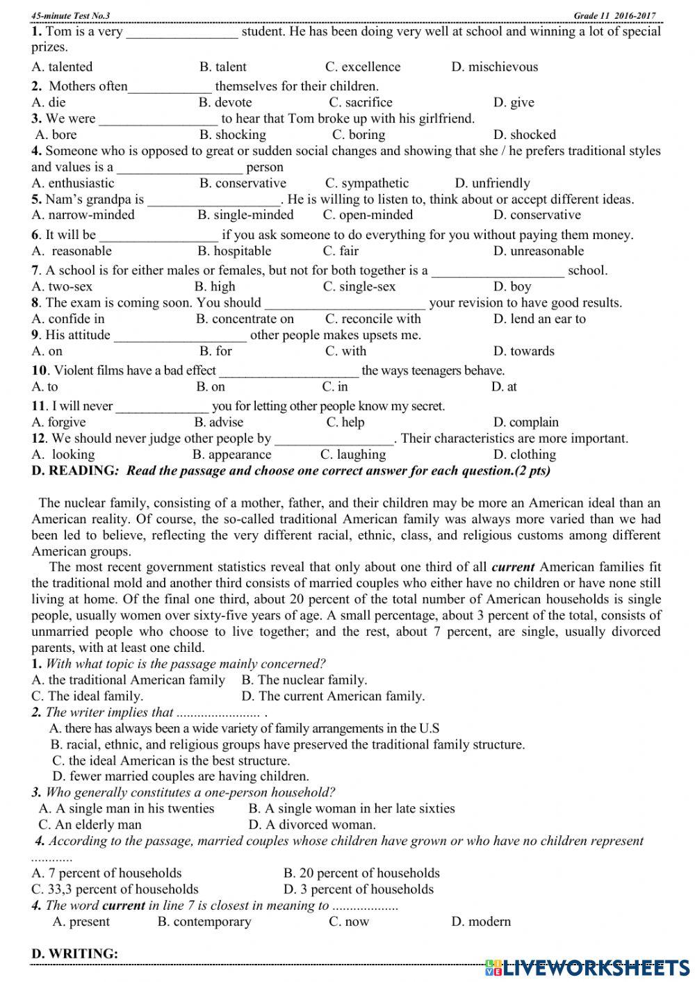 Midterm Test 11 (1st semester)