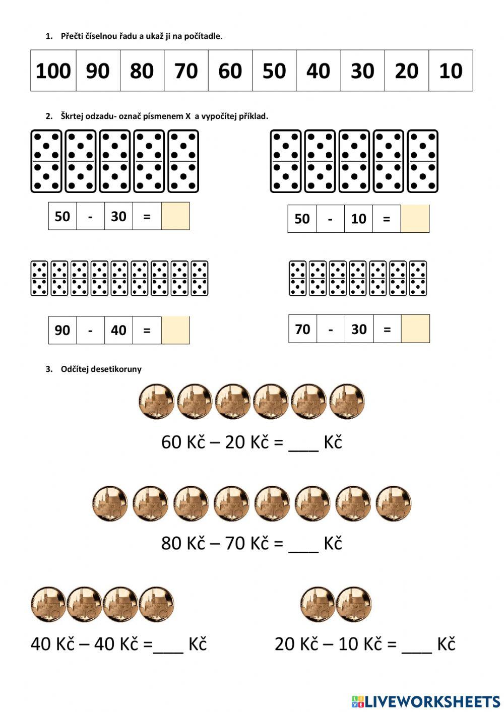 Pracovní list matematika