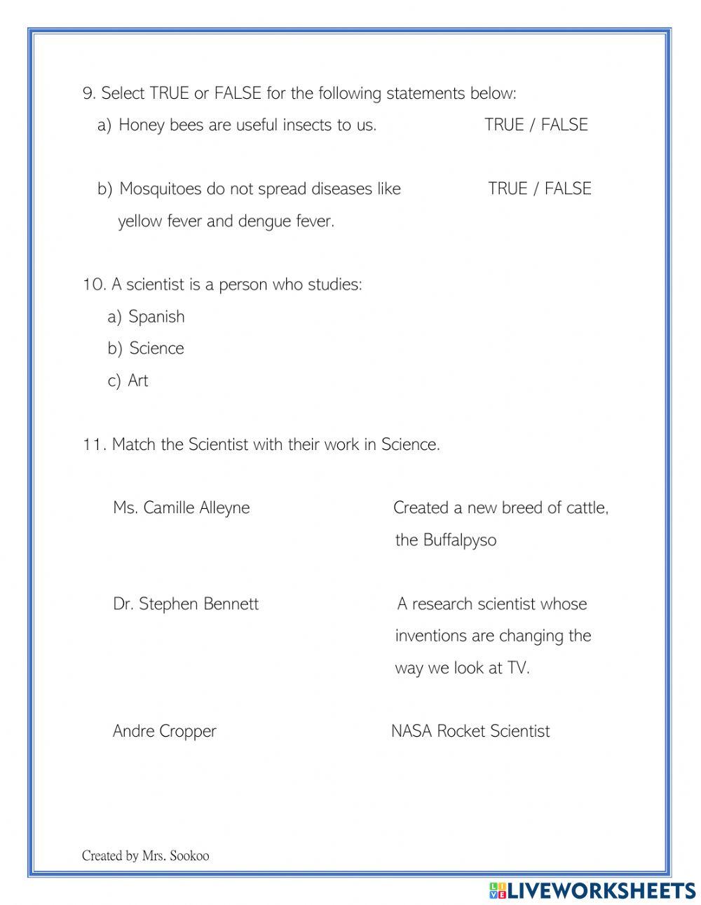 Social Studies & Science Weekly Test 29th Oct