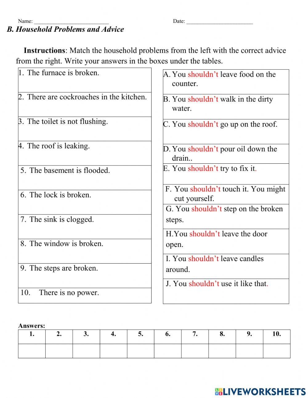 Household Problems and Advice