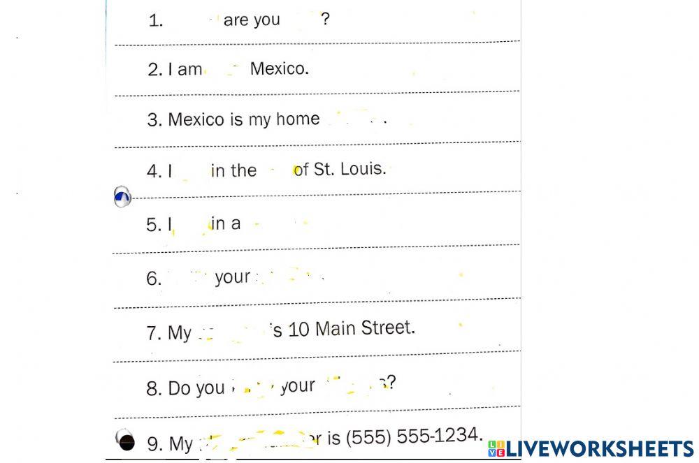 About you words 1-10