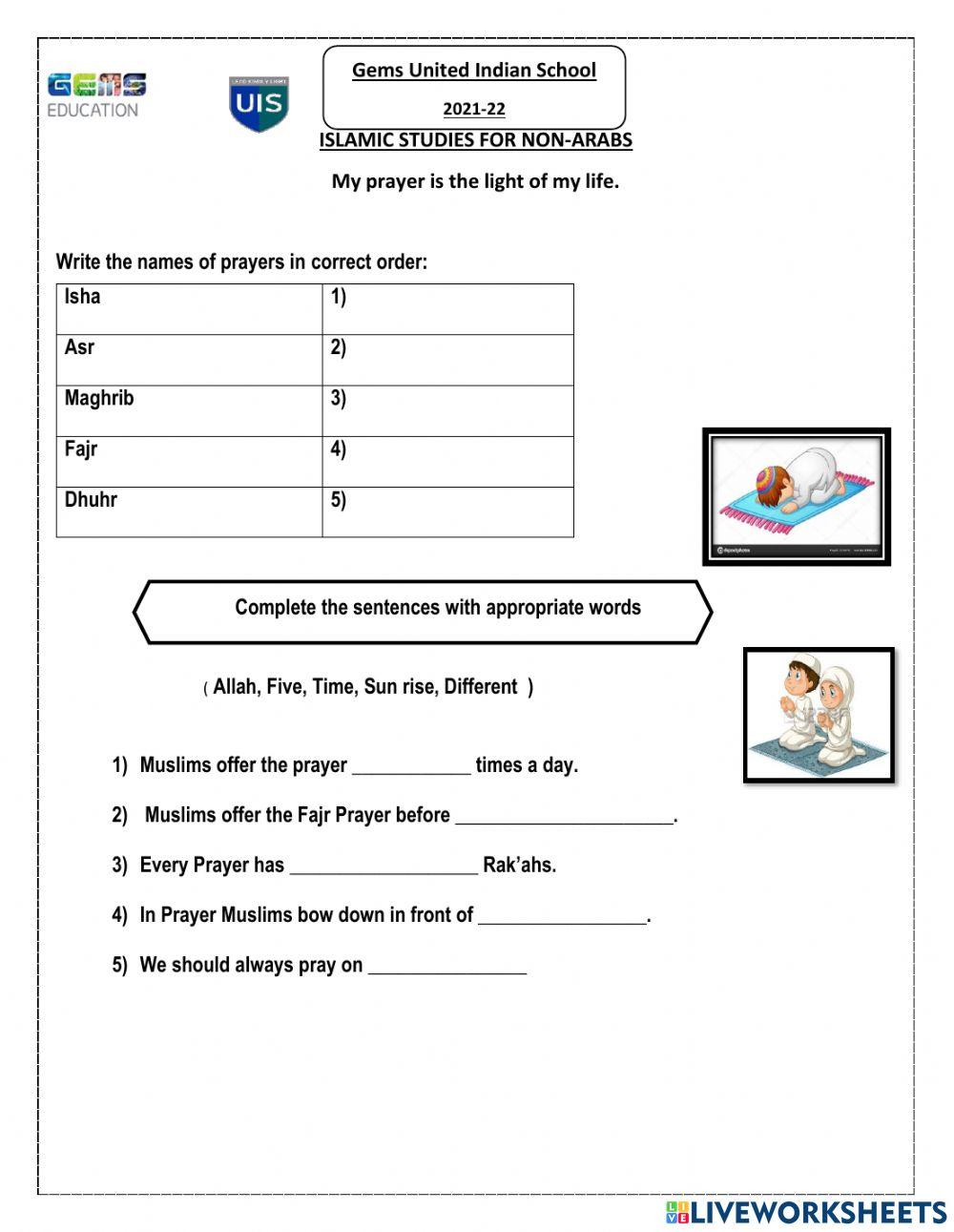 GRADE 1 MY PRAYER IS THE LIGHT OF MY LIFE.